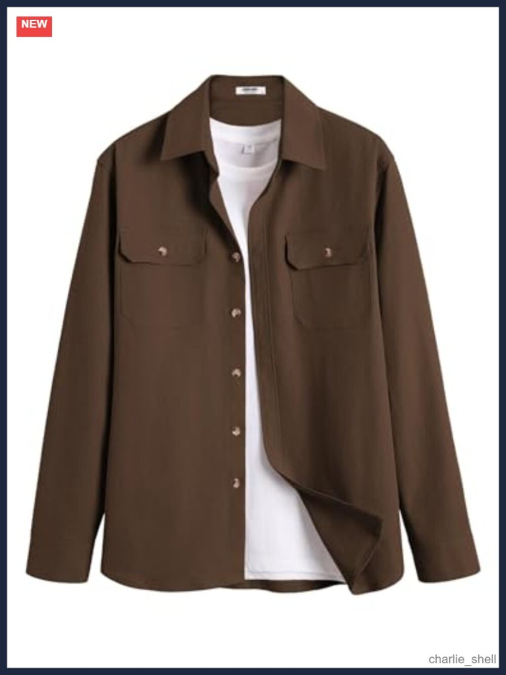 COOFANDY Overshirt Jacket Long Sleeve Button Up Flap Pockets Regular Fit - Picture 5 of 6